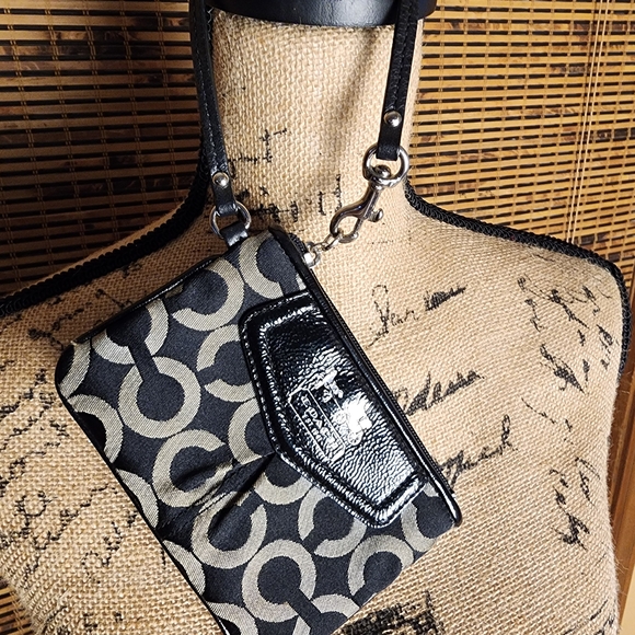 Coach Black and Gray Signature Wristlet - Picture 1 of 3